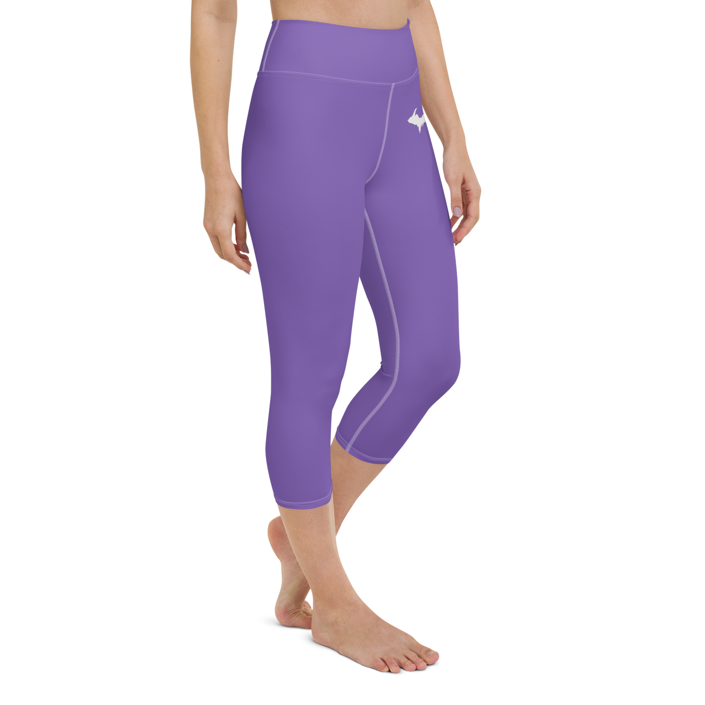 Michigan Upper Peninsula Yoga Capri Leggings (w/ UP Outline) | Lake Iris