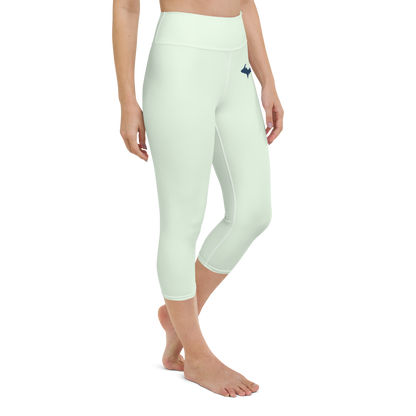 Michigan Upper Peninsula Yoga Capri Leggings (w/ UP Outline) | Dew Green