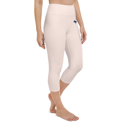 Michigan Upper Peninsula Yoga Capri Leggings (w/ UP Outline) | Champagne Pink