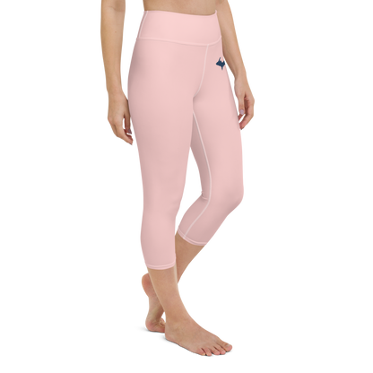 Michigan Upper Peninsula Yoga Capri Leggings (w/ UP Outline) | Cosmos Pink