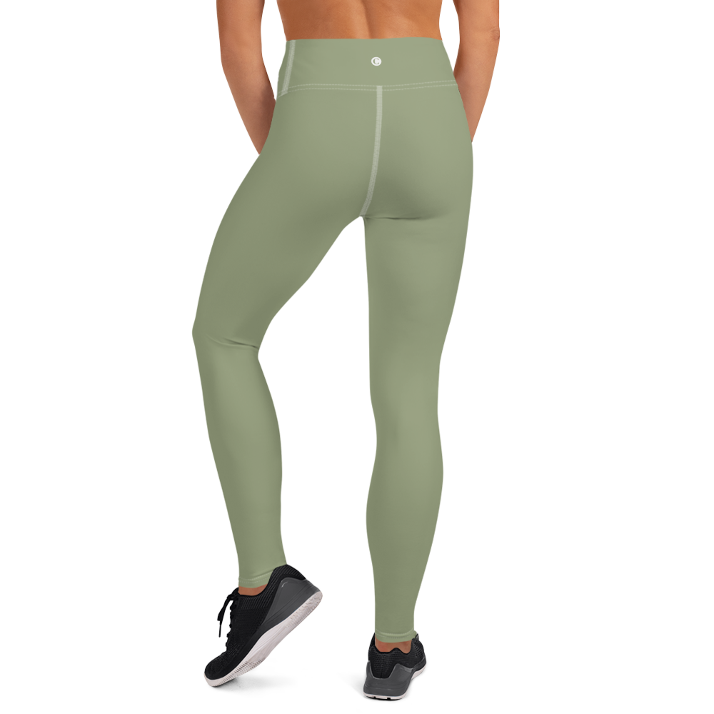 Michigan Upper Peninsula Yoga Leggings (w/ UP Outline) | Beachgrass Green