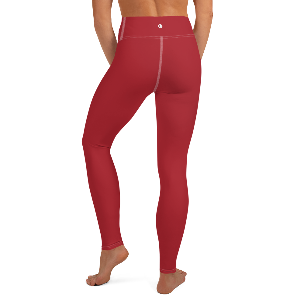 Michigan Upper Peninsula Yoga Leggings (w/ UP Outline) | Thimbleberry Red