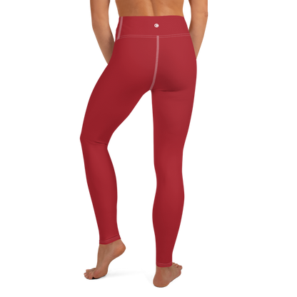 Michigan Upper Peninsula Yoga Leggings (w/ UP Outline) | Thimbleberry Red