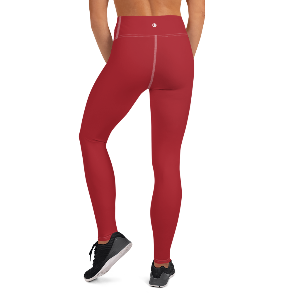 Michigan Upper Peninsula Yoga Leggings (w/ UP Outline) | Thimbleberry Red