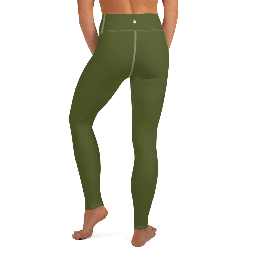 Michigan Upper Peninsula Yoga Leggings (w/ UP Outline) | Army Green