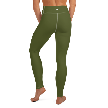 Michigan Upper Peninsula Yoga Leggings (w/ UP Outline) | Army Green