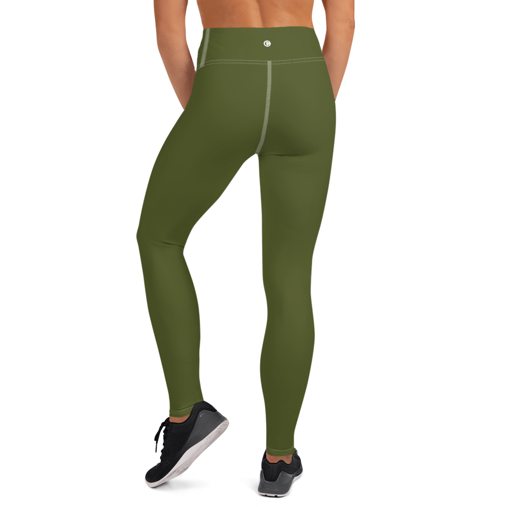 Michigan Upper Peninsula Yoga Leggings (w/ UP Outline) | Army Green