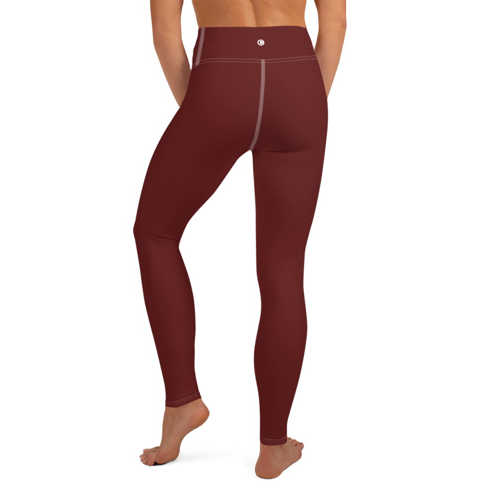 Michigan Upper Peninsula Yoga Leggings (w/ UP Outline) | Cherrywood Color