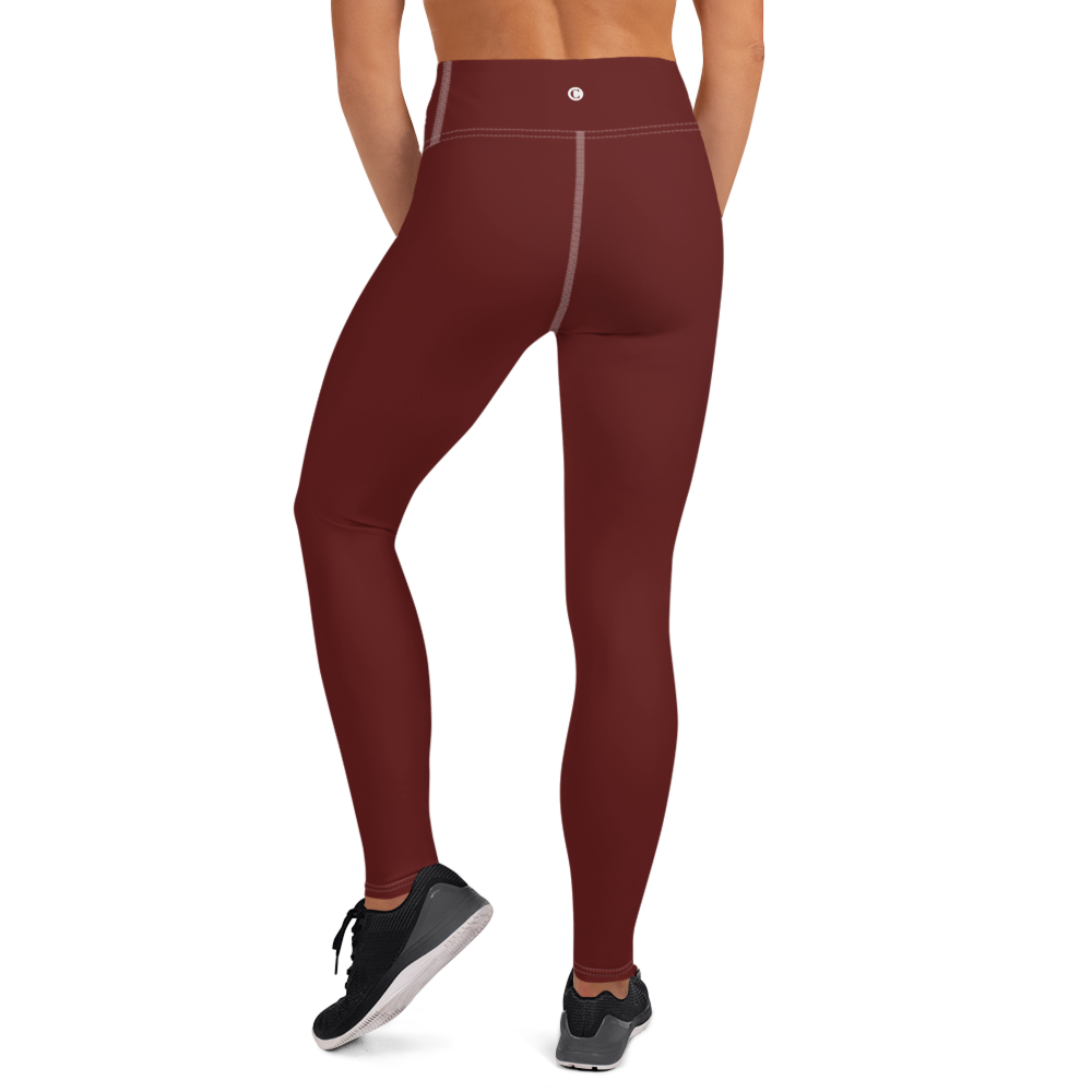 Michigan Upper Peninsula Yoga Leggings (w/ UP Outline) | Cherrywood Color