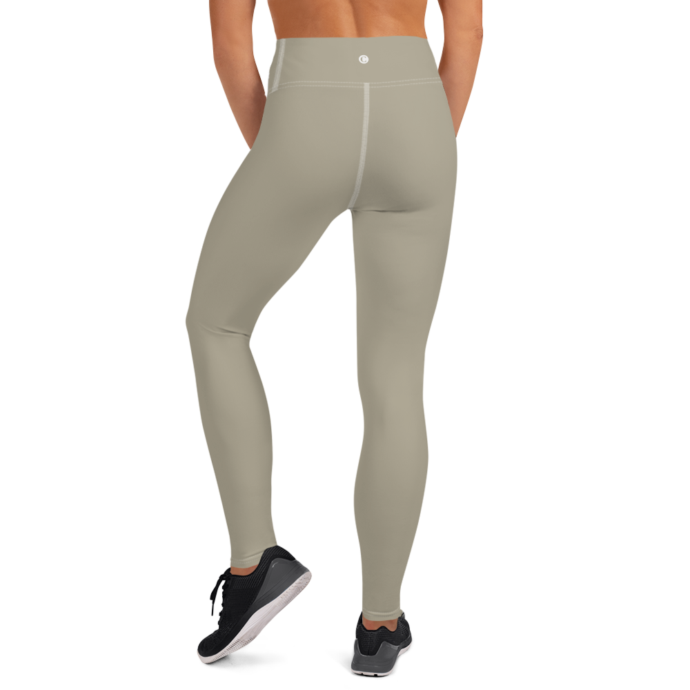 Michigan Upper Peninsula Yoga Leggings (w/ UP Outline) | Petoskey Stone Beige