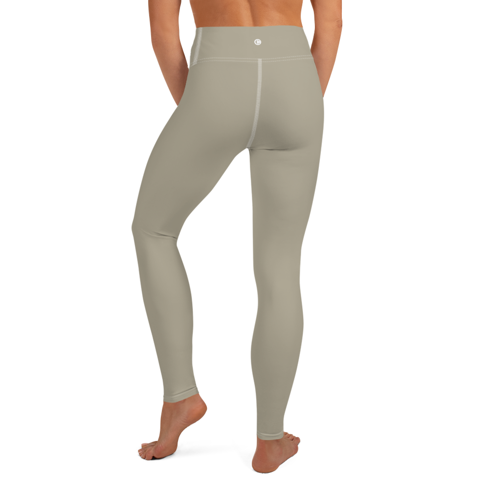 Michigan Upper Peninsula Yoga Leggings (w/ UP Outline) | Petoskey Stone Beige