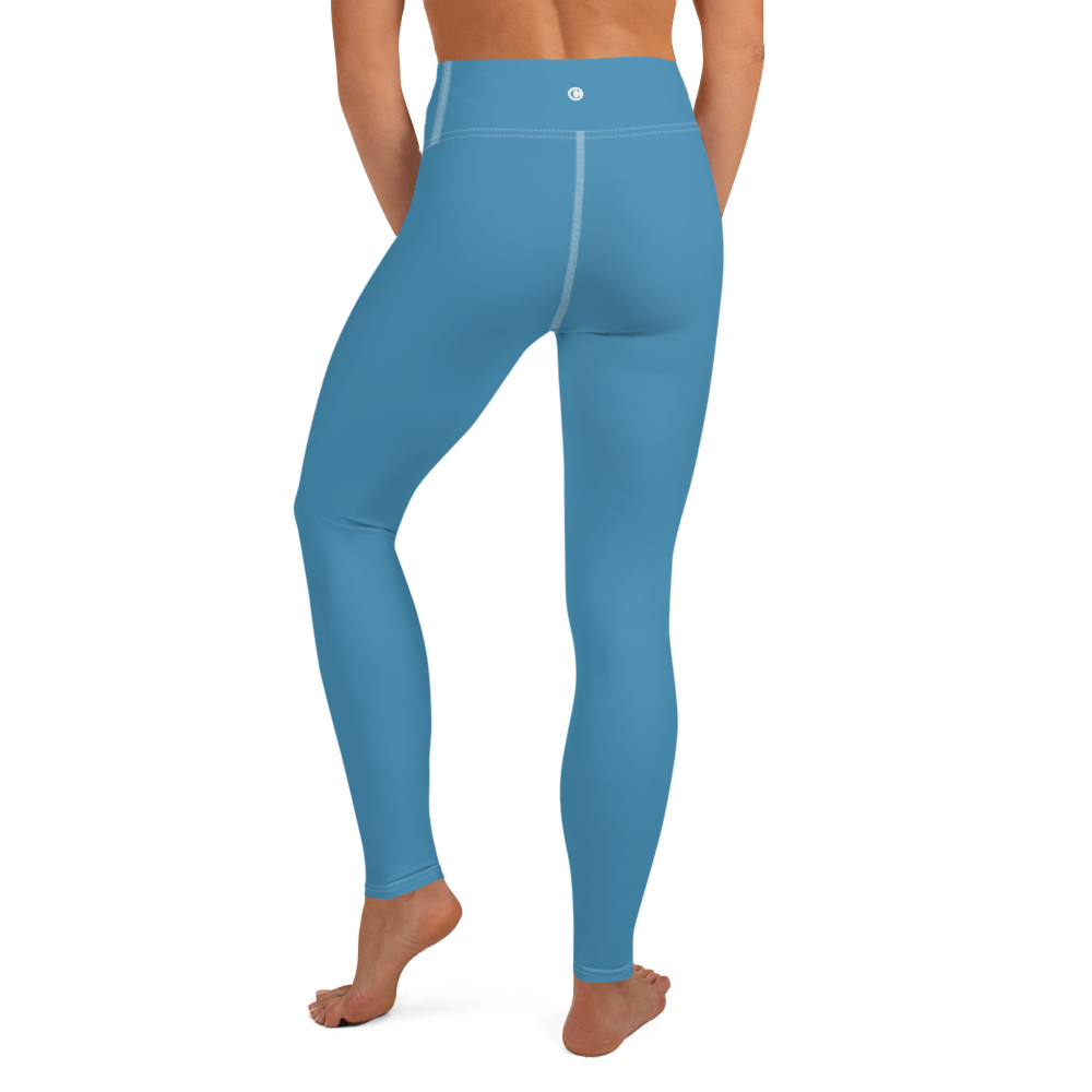 Michigan Upper Peninsula Yoga Leggings (w/ UP Outline) | Lake Michigan Blue