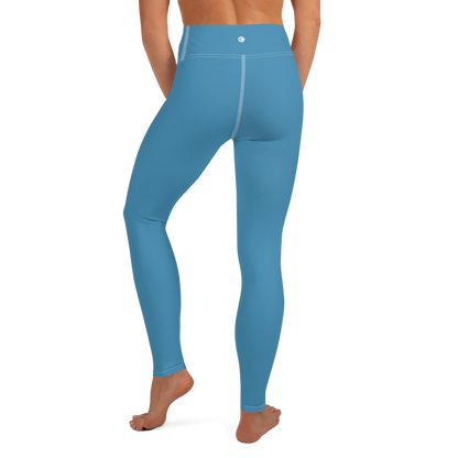 Michigan Upper Peninsula Yoga Leggings (w/ UP Outline) | Lake Michigan Blue