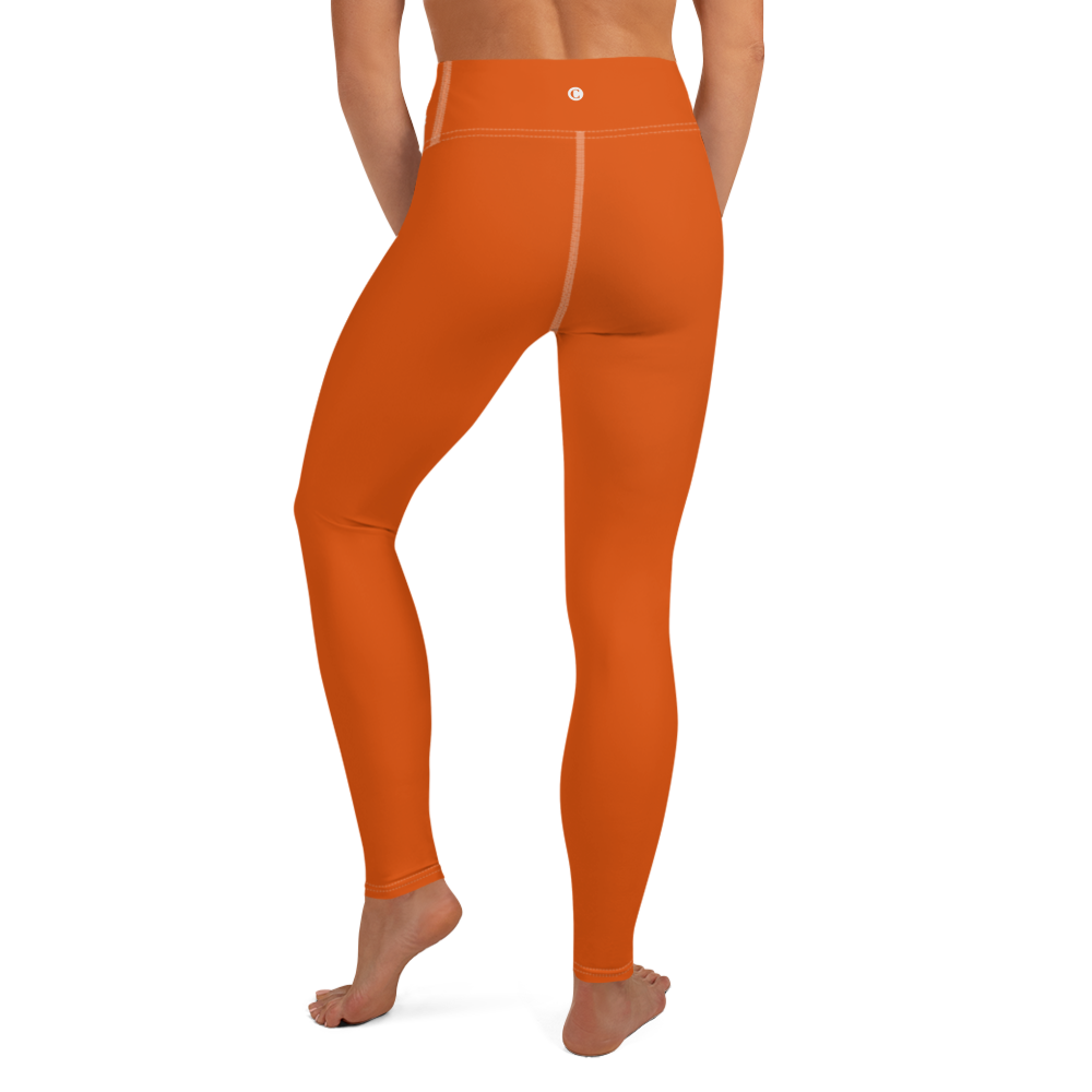 Michigan Upper Peninsula Yoga Leggings (w/ UP Outline) | Maple Leaf Orange