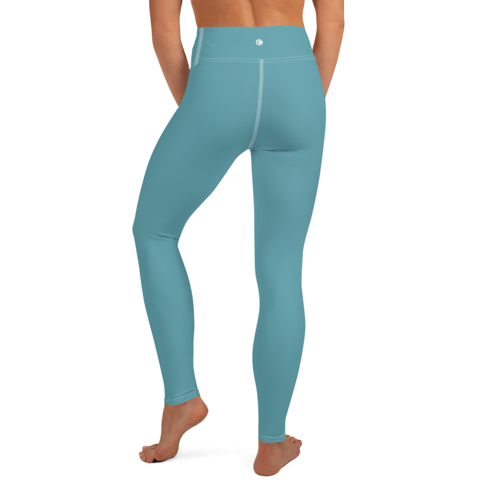 Michigan Upper Peninsula Yoga Leggings (w/ UP Outline) | Lake Huron Blue