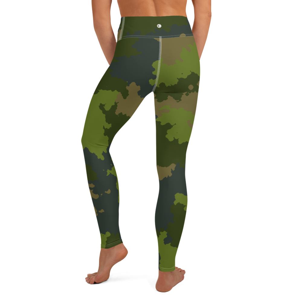 Michigan Upper Peninsula Yoga Leggings (w/ UP Outline) | Woodland Camo