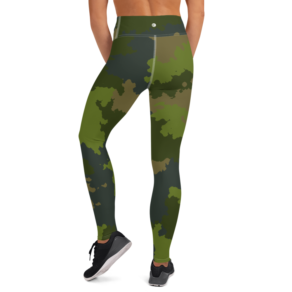 Michigan Upper Peninsula Yoga Leggings (w/ UP Outline) | Woodland Camo