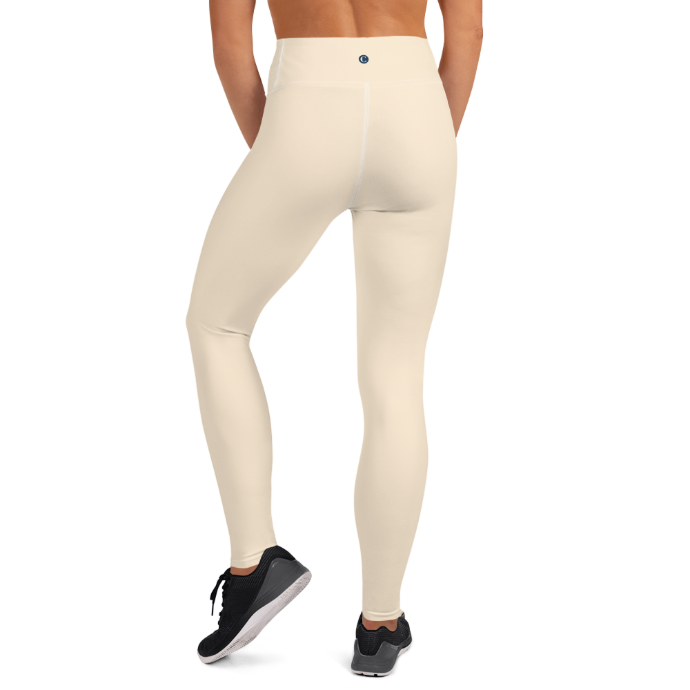 Michigan Upper Peninsula Yoga Leggings (w/ UP Outline) | Champagne White