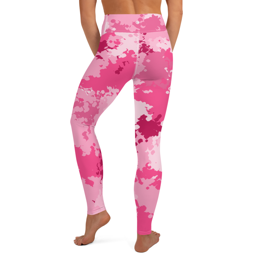 Michigan Upper Peninsula Yoga Leggings (w/ UP USA Flag) | Pink Camo