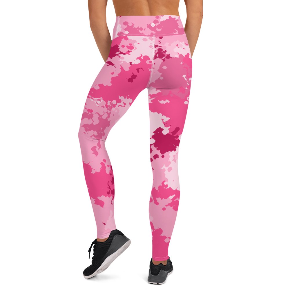 Michigan Upper Peninsula Yoga Leggings (w/ UP USA Flag) | Pink Camo