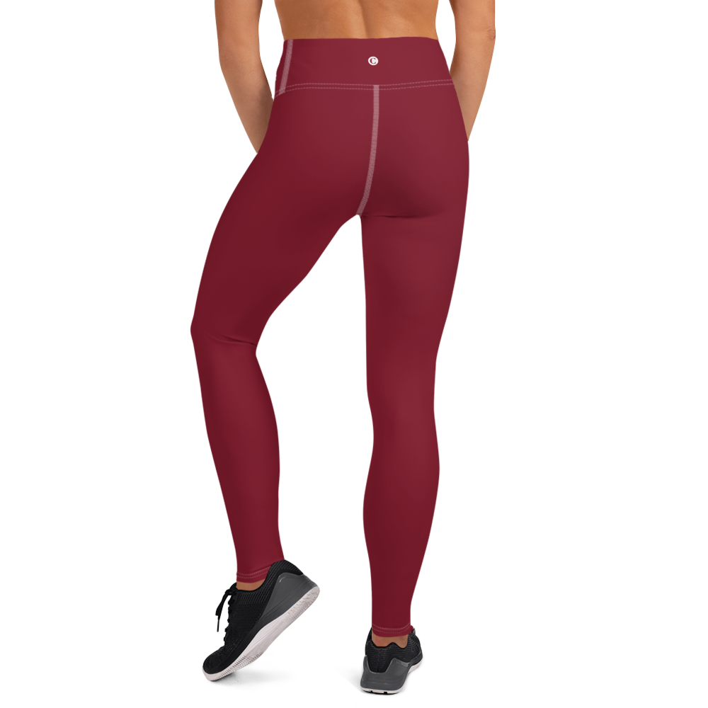 Michigan Upper Peninsula Yoga Leggings (w/ UP USA Flag) | Burgandy