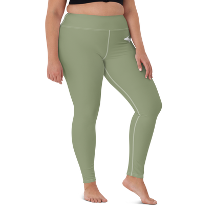 Michigan Upper Peninsula Yoga Leggings (w/ UP Outline) | Beachgrass Green