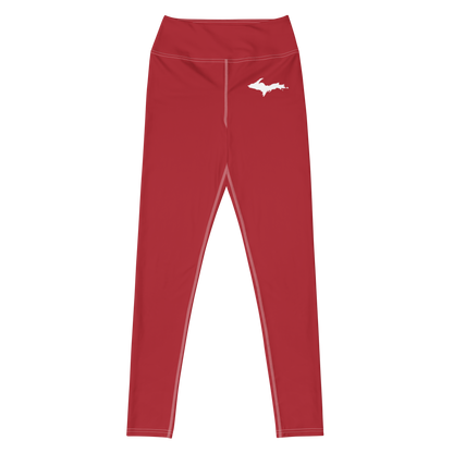 Michigan Upper Peninsula Yoga Leggings (w/ UP Outline) | Thimbleberry Red