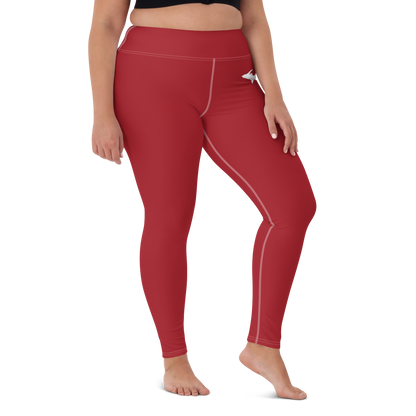 Michigan Upper Peninsula Yoga Leggings (w/ UP Outline) | Thimbleberry Red