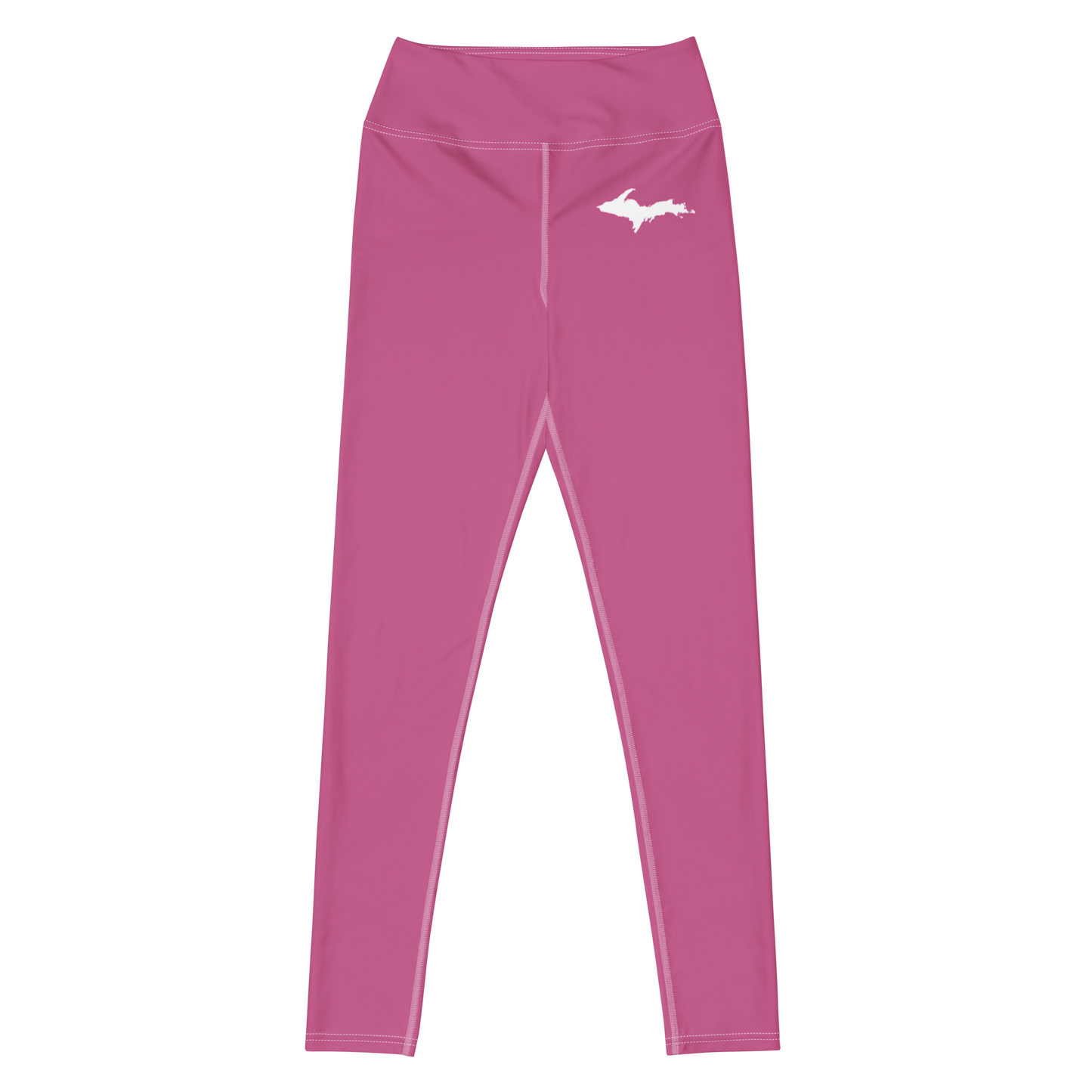 Michigan Upper Peninsula Yoga Leggings (w/ UP Outline) | Apple Blossom Pink