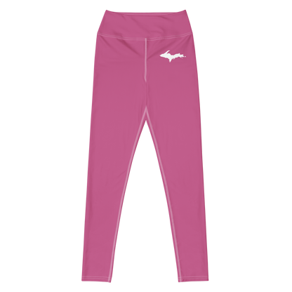 Michigan Upper Peninsula Yoga Leggings (w/ UP Outline) | Apple Blossom Pink