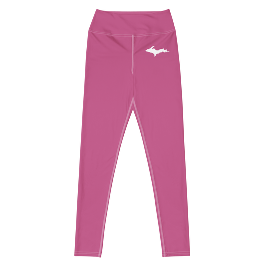 Michigan Upper Peninsula Yoga Leggings (w/ UP Outline) | Apple Blossom Pink