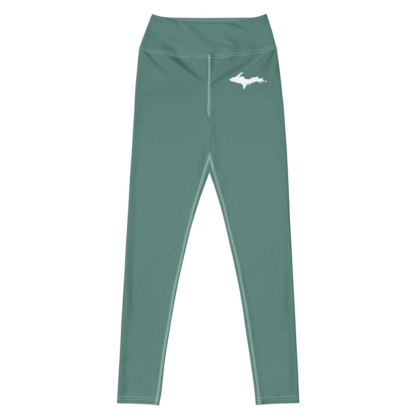 Michigan Upper Peninsula Yoga Leggings (w/ UP Outline) | Copper Green