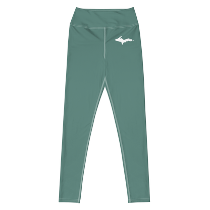 Michigan Upper Peninsula Yoga Leggings (w/ UP Outline) | Copper Green