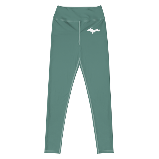 Michigan Upper Peninsula Yoga Leggings (w/ UP Outline) | Copper Green