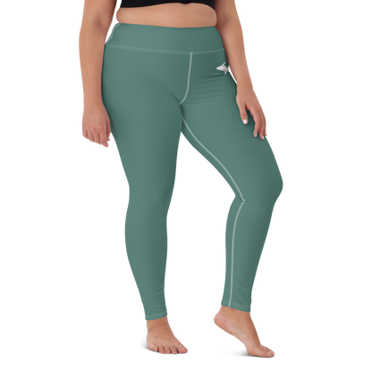 Michigan Upper Peninsula Yoga Leggings (w/ UP Outline) | Copper Green