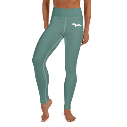 Michigan Upper Peninsula Yoga Leggings (w/ UP Outline) | Copper Green