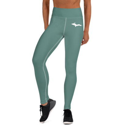 Michigan Upper Peninsula Yoga Leggings (w/ UP Outline) | Copper Green