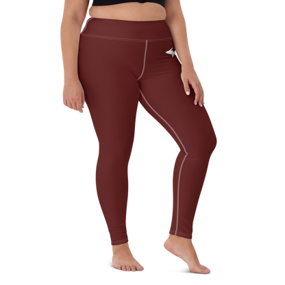 Michigan Upper Peninsula Yoga Leggings (w/ UP Outline) | Cherrywood Color