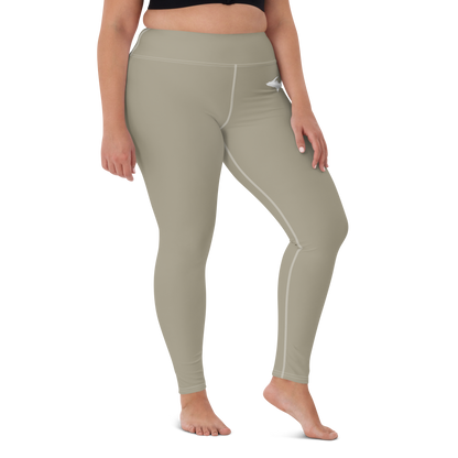 Michigan Upper Peninsula Yoga Leggings (w/ UP Outline) | Petoskey Stone Beige