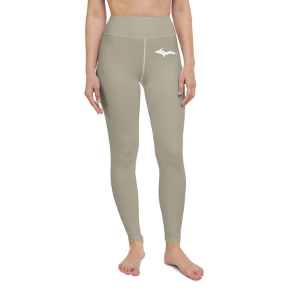 Michigan Upper Peninsula Yoga Leggings (w/ UP Outline) | Petoskey Stone Beige