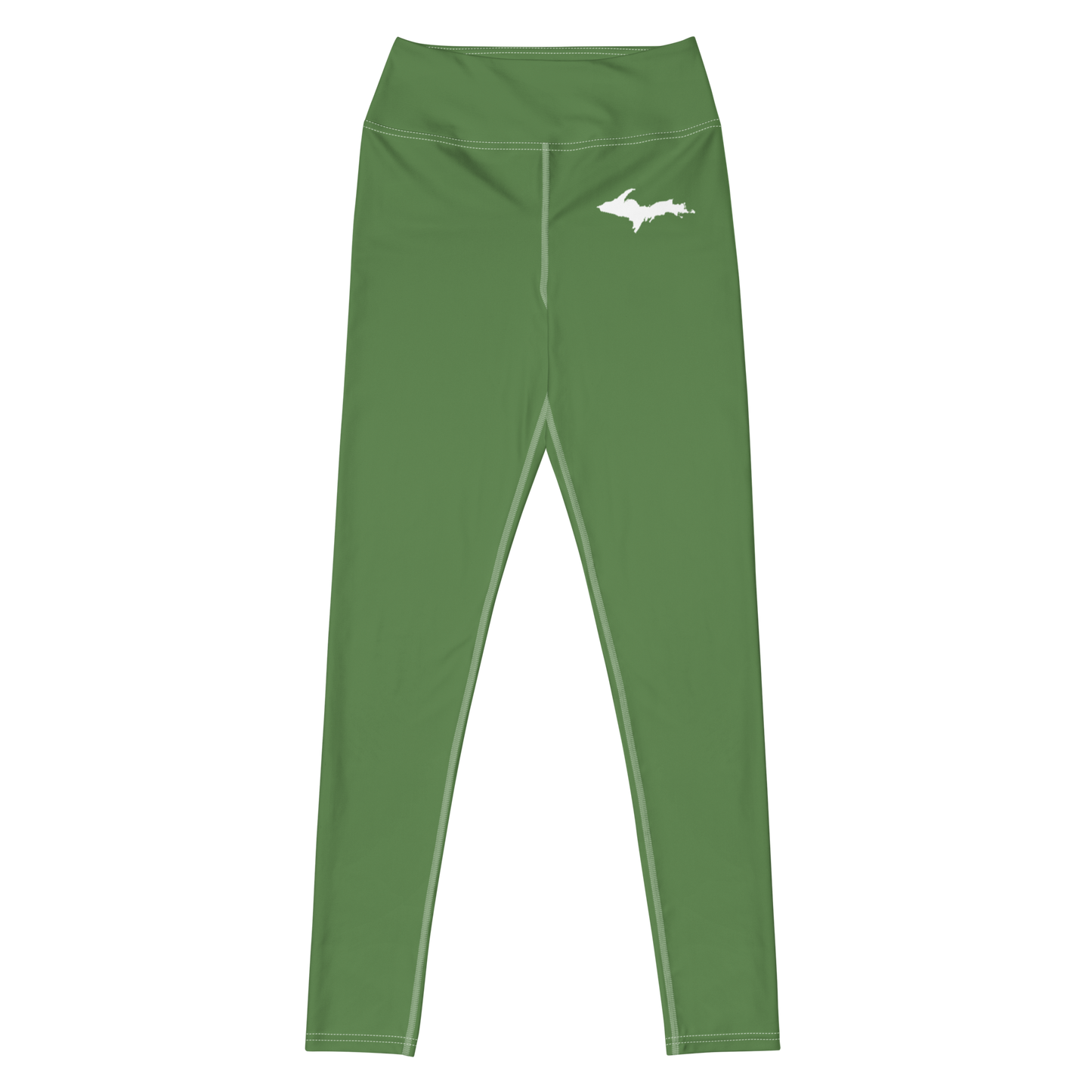 Michigan Upper Peninsula Yoga Leggings (w/ UP Outline) | Pine Green