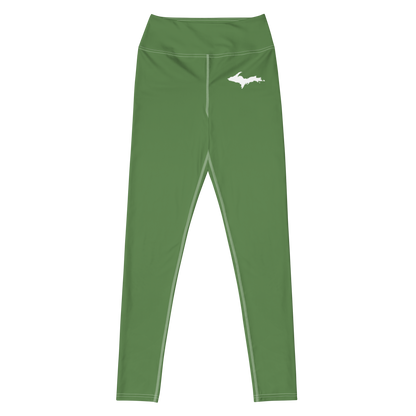 Michigan Upper Peninsula Yoga Leggings (w/ UP Outline) | Pine Green