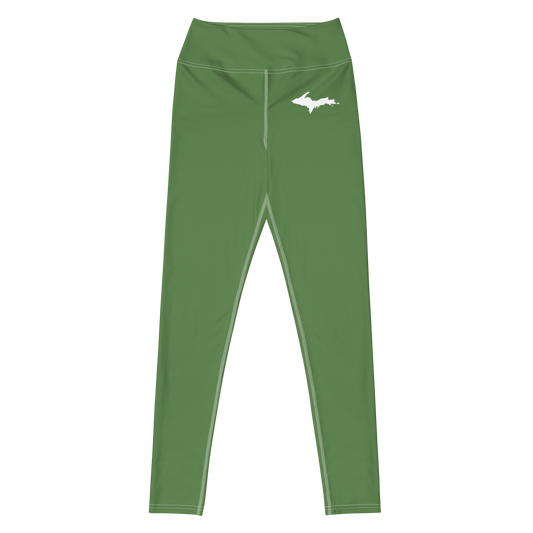 Michigan Upper Peninsula Yoga Leggings (w/ UP Outline) | Pine Green