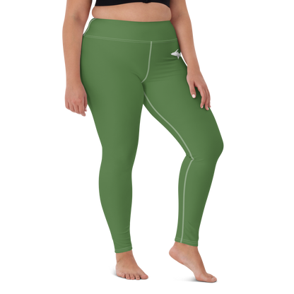 Michigan Upper Peninsula Yoga Leggings (w/ UP Outline) | Pine Green