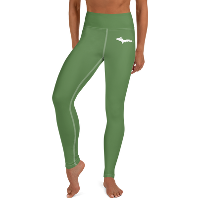 Michigan Upper Peninsula Yoga Leggings (w/ UP Outline) | Pine Green