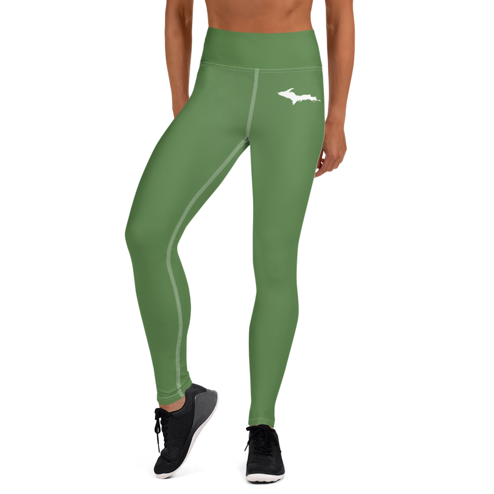 Michigan Upper Peninsula Yoga Leggings (w/ UP Outline) | Pine Green