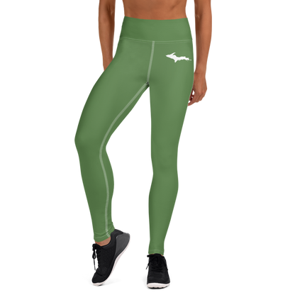 Michigan Upper Peninsula Yoga Leggings (w/ UP Outline) | Pine Green