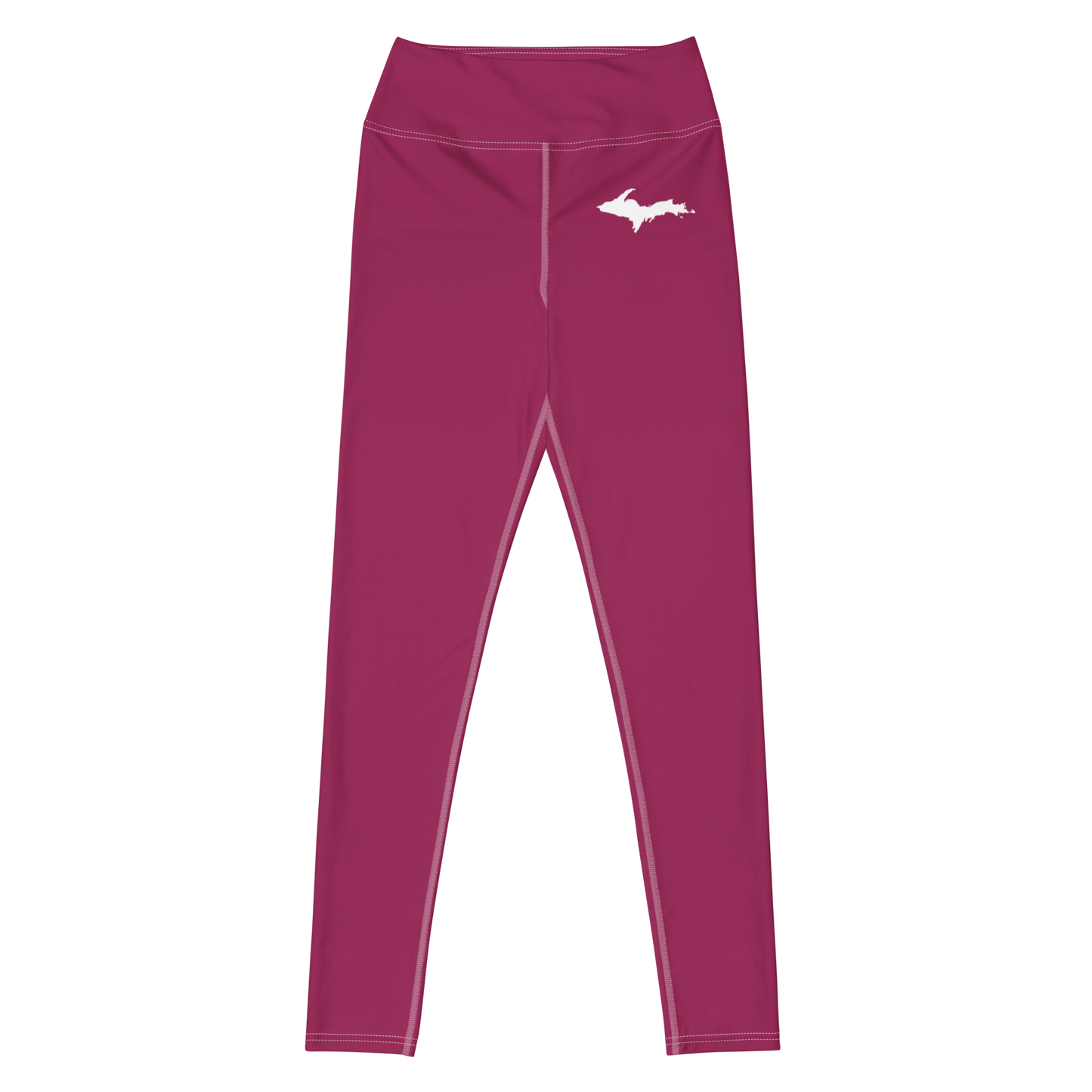 Michigan Upper Peninsula Yoga Leggings (w/ UP Outline) | Ruby Red