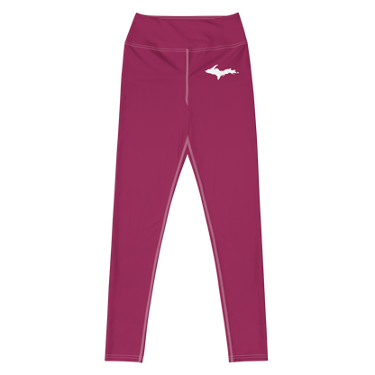 Michigan Upper Peninsula Yoga Leggings (w/ UP Outline) | Ruby Red