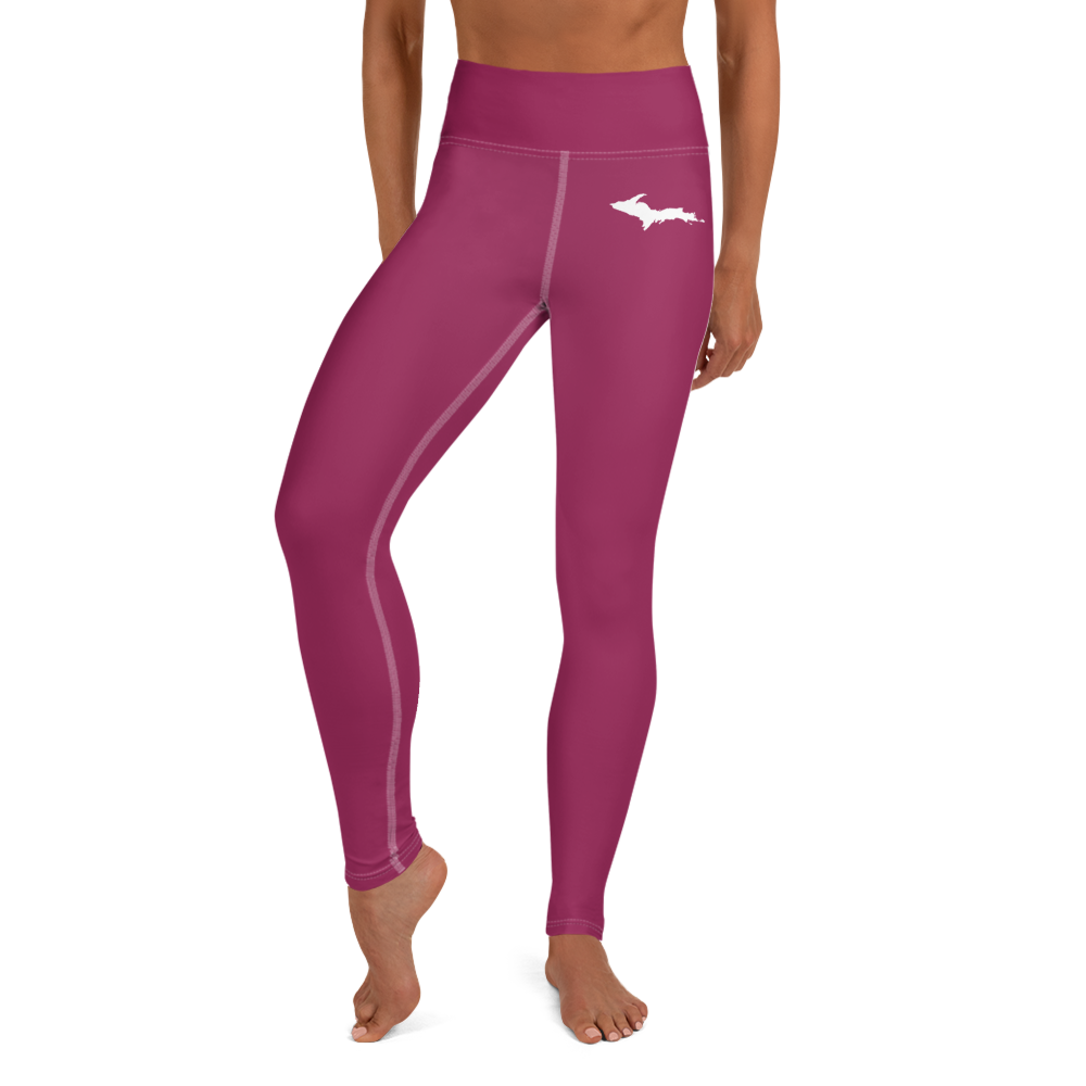 Michigan Upper Peninsula Yoga Leggings (w/ UP Outline) | Ruby Red